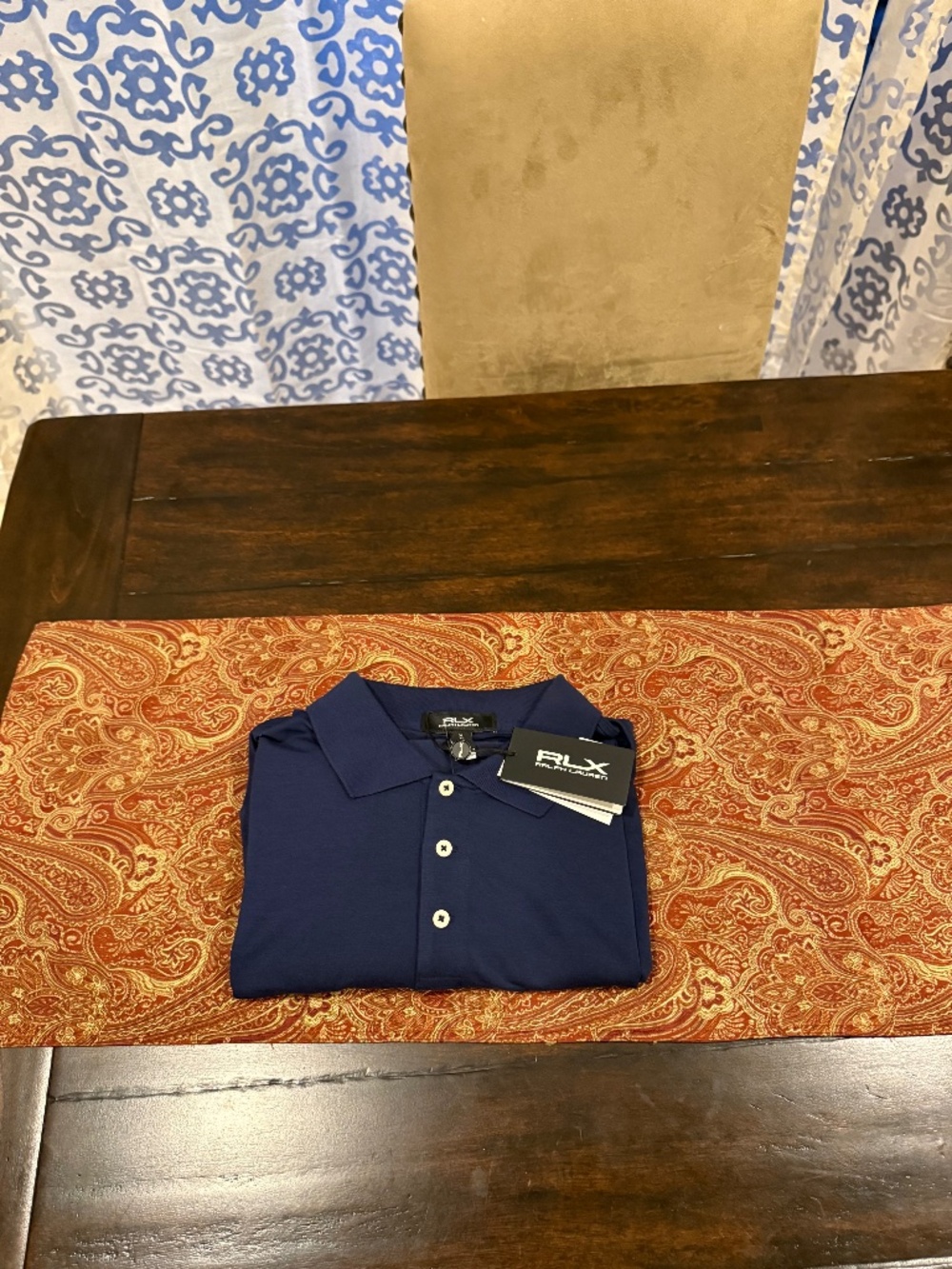 RLX Ralph Lauren Men's XL Navy Wicking Long Sleeve Polo MSRP $125